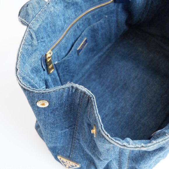 Authentic Preowned Prada Navy Denim Canapa Tote Bag - Picture 11 of 16